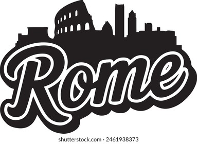 Rome Italy Skyline Silhouette Vector