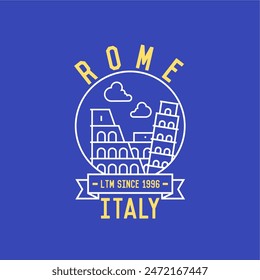 Rome Italy skyline vector illustration and typography design