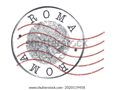 Rome, Italy Stamp Map Postal. Silhouette Seal Roads and Streets. Passport Round Design. Vector Icon. Design Retro Travel National Symbol.