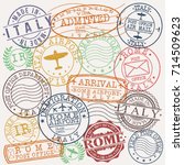 Rome Italy Stamp Vector Art Symbol Design Badge Design Set.