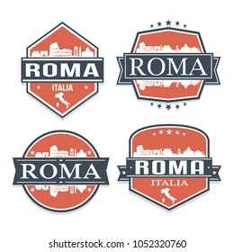 Rome Italy Travel Stamp Icon Skyline City Design Vector