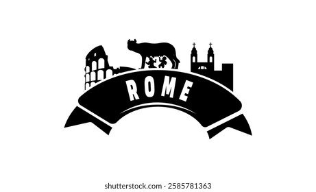 Rome Landmark, black isolated silhouette