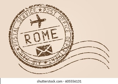 Sello de correo de Roma. Antiguo desvanecimiento de estilo retro. Ilustración del vector