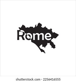 Rome map and black lettering design on white background