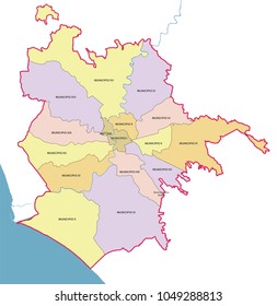 Rome municipality vector map.