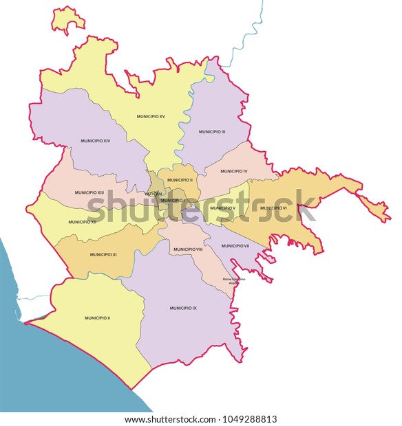 Rome Municipality Vector Map Stock Vector (Royalty Free) 1049288813 ...