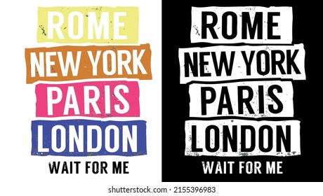 Rome, New York,Paris,London Digital Print Designs