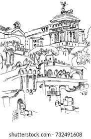 Rome sketch city view