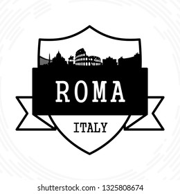 Rome skyline - black and white vector illustration
