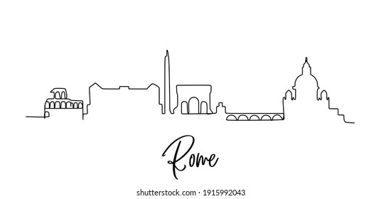 Rome skyline - Continuous one line drawing