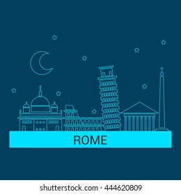 Rome Skyline Landmark city vector illustration.