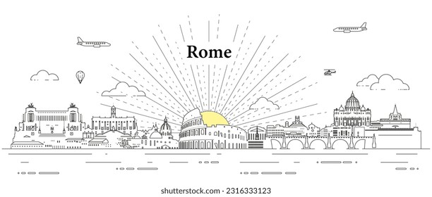 Ilustración vectorial de la línea aérea de Roma