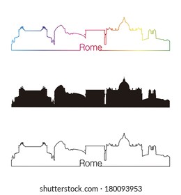 Rome skyline linear style with rainbow in editable vector file