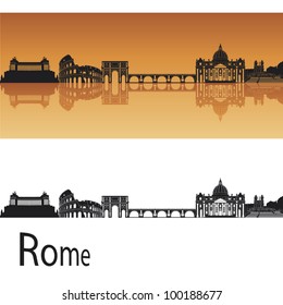 Rome skyline in orange background in editable vector file