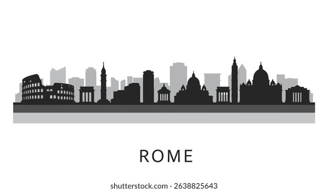 Rome Skyline Silhouette with Cityscape Landmark.