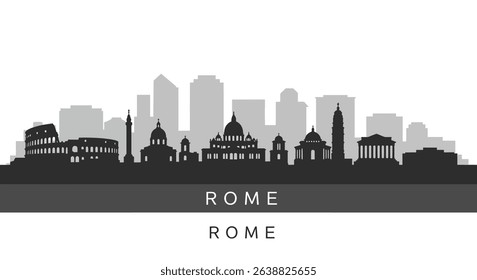 Rome Skyline Silhouette with Italy, and Cityscape.