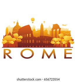 Rome Skyline Silhouette Skyline Vector City Design