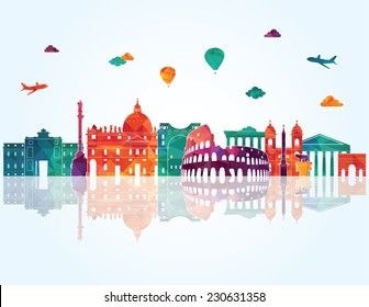 Rome skyline. Vector illustration