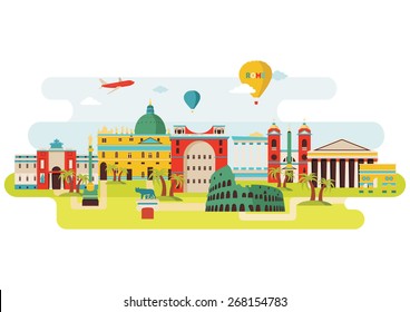 Rome skyline. Vector illustration