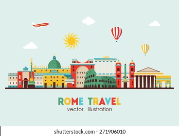 Rome skyline. Vector illustration