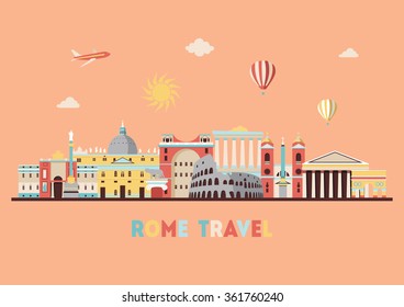 Rome skyline. Vector illustration