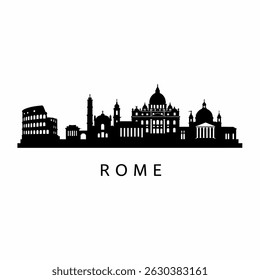 Rome Skyline Vector with Italy, Cityscape, and Black.