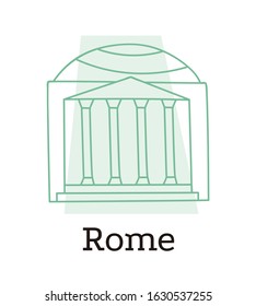 Rome souvenir. Pantheon in cute style