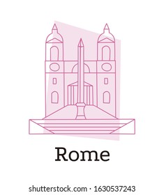 Rome souvenir. Spain square in cute style