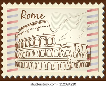 Rome stamp| Editable Illustration