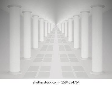 Rome Style Column Corridor Palace Interior. EPS10 Vector