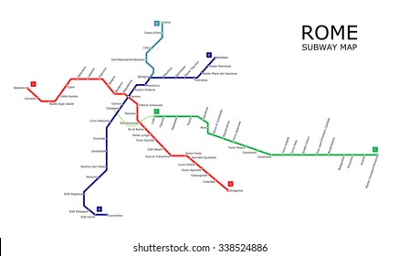 Rome subway map with lines and stations