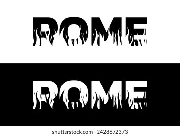 Rome text logo, typography print or slogan. Modern London banner design. Vector illustration.