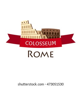 Rome. Tourism. Travelling illustration Rome city. Modern flat design. Italy travel. Colosseum