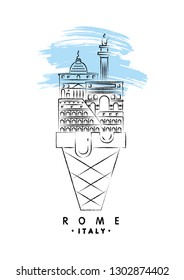 Rome vector illustration and typography design