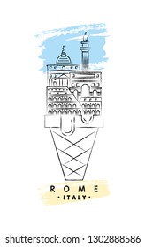 Rome vector illustration and typography design 