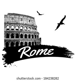 Rome in vintage style poster, vector illustration