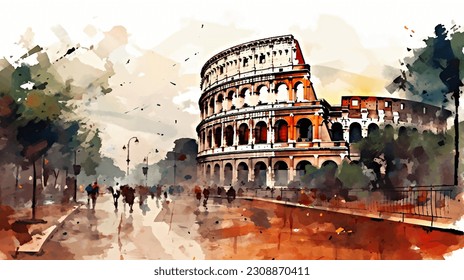  roma, acuarela, pintura acuarela, colosal