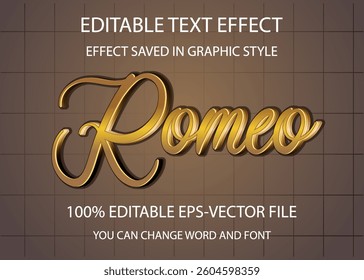 Romeo editable 3d style text effect