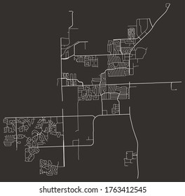Romeoville, Illinois, United States–urban vector city map, road transport network, downtown and suburbs view poster