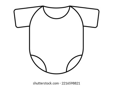 Romper black line art icon kids costume bodysuit. Flat linear design silhouette element. Vector illustration for web and graphic design.