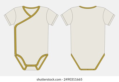 Romper bodysuit technical drawing fashion flat sketch vector illustration template for kids