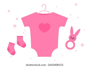 Romper para ilustração vetor bebê recém-nascido. macacão isolado, maiô bonito e roupa para criança infantil, malha ou algodão crianças moda e roupas infantis, pijamas têxteis