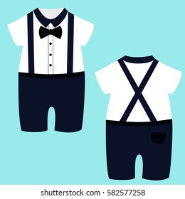 Romper suit. Children's tuxedo. For boys. Vector illustration.