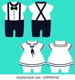 Romper suit. Children's tuxedo. For boys. Vector illustration.