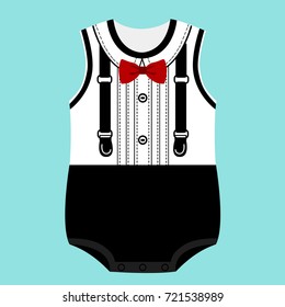 Romper suit. Children's tuxedo. For boys. Vector illustration.