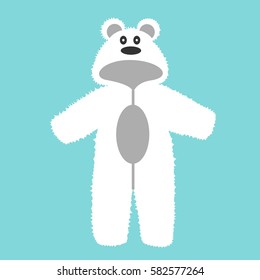 Romper suit. Rompers with ears. Rompers, bear. For girls and boys. Vector illustration.