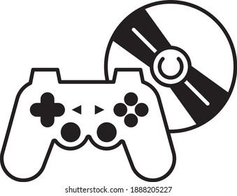 ROMs Based Games Concept, Blu-Ray Video Game Vector Glyph Icon design, Digital Gaming Symbol on White background