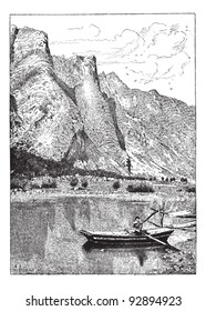 Romsdal valley of the Rauma, vintage engraved illustration. Dictionary of words and things - Larive and Fleury - 1895.