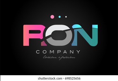 RON r o n three 3 letter logo combination alphabet vector creative company icon design template modern  pink blue white grey