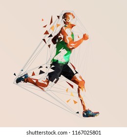 Ron. Corredor vectorial, ilustración de manual geométrica abstracta. Vista lateral. Deportes de bajo nivel